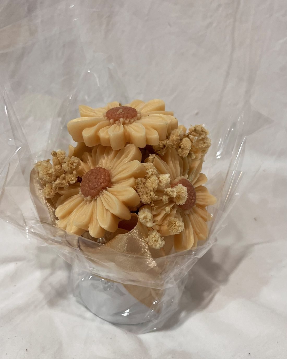 Micro Meadow soap flower arrangement in yellow